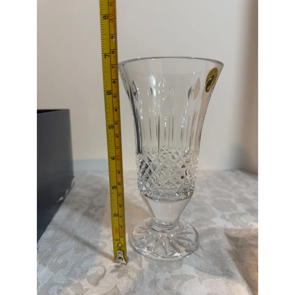 Waterford Crystal Lismore Happy Birthday Footed Vase 7 Inch Clear Lead Glass Box